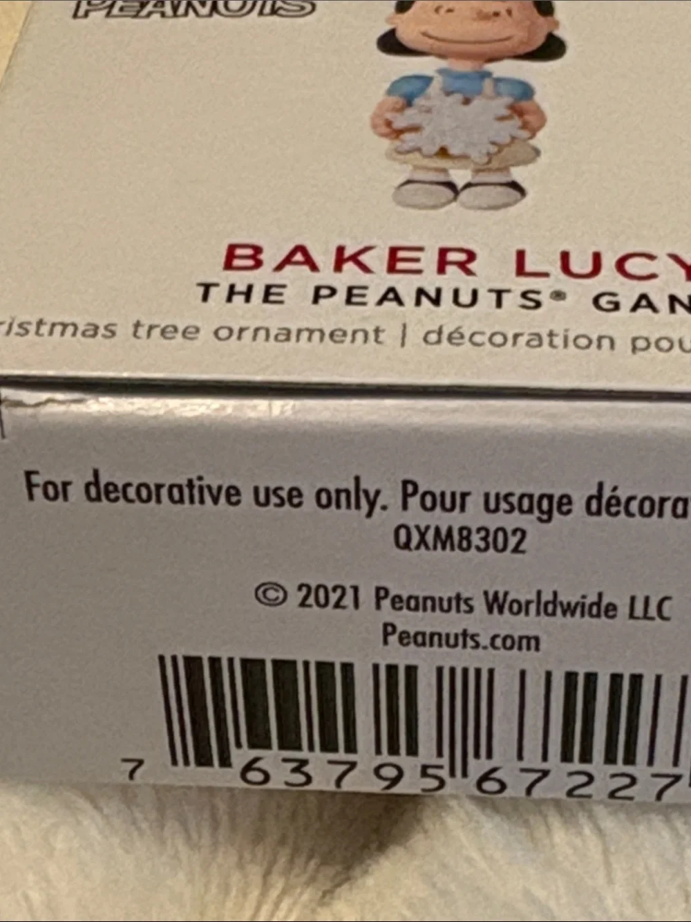 New in Box Baker Lucy Peanuts Gang Ornament - White & Blue